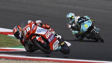 SCARPERIA, ITALY - MAY 28: Izan Guevara of Spain and GASGAS Aspar  leads the field during the MotoGP of Italy - Qualifying at Mugello Circuit on May 28, 2022 in Scarperia, Italy. (Photo by Mirco Lazzari gp/Getty Images)