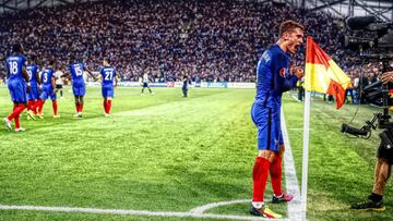 Football Soccer - Germany v France - EURO 2016 - Semi Final - Stade Velodrome, Marseille, France - 7/7/16
 France&#039;s Antoine Griezmann celebrates after scoring their first goal
 REUTERS/Kai Pfaffenbach
 Livepic