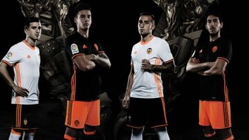 Las nuevas equipaciones del Valencia.