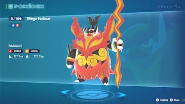 Los iniciales de Leyendas Pokémon Z-A nos han dado bastantes alegrías. En ningún universo paralelo imaginábamos que Terapig se convertiría en este impresionante Mega al llegar al final de su cadena evolutiva. Fijaos en el cuerpo: las flamas de los ojos y la cintura hacen la figura de una calavera. Espectacular.