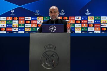 Guardiola, entrenador del Manchester City, antes del partido de este martes ante el Real Madrid de Champions.