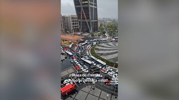Increíble atasco alrededor de la rotonda de Plaza de Castilla en Madrid: colapso absoluto