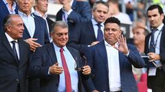 A black-eyed Laporta appears in the Barcelona directors box