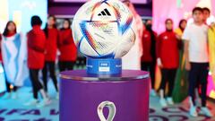 AL RAYYAN, QATAR - DECEMBER 02: The adidas ‘Al Rihla’ official match ball is seen in the tunnel prior to the FIFA World Cup Qatar 2022 Group H match between Ghana and Uruguay at Al Janoub Stadium on December 02, 2022 in Al Wakrah, Qatar. (Photo by Hector Vivas - FIFA/FIFA via Getty Images)