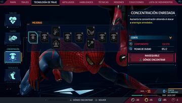 marvel spiderman 2 ps5 tecnologia de traje mejoras concentracion