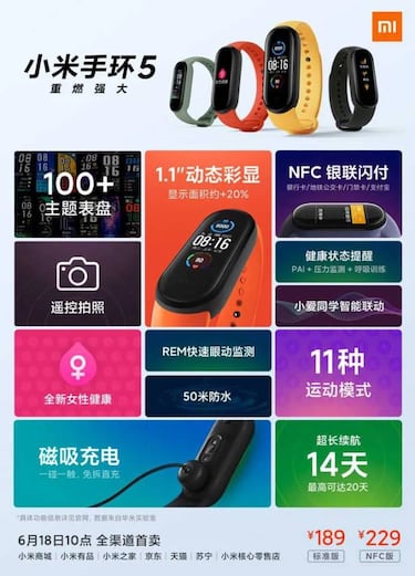 Xiaomi Mi Band 5: precio y características de la pulsera deportiva