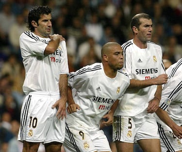 Figo, Ronaldo y Zidane un trío imbatible de la era galáctica del Real Madrid.