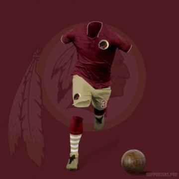 ¿Te imaginas cómo lucirían las camisetas de los 32 equipos de la NFL si fueran de fútbol? Así sería la de los Pieles Rojas de Washington.