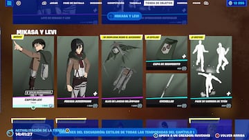 fortnite shingeki no kyojin skins levi mikasa attack on titan ataque a los titanes