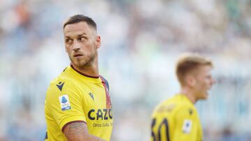 ROME, ITALY - AUGUST 14:  Marko Arnautovic of FC Bologna looks on during the Serie A match between SS Lazio and Bologna FC at Stadio Olimpico on August 14, 2022 in Rome, Italy.  (Photo by Paolo Bruno/Getty Images)