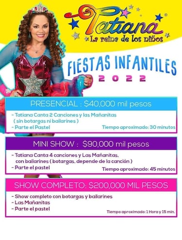 Esto es lo que cobra Tatiana por ir a tu fiesta de cumpleaños