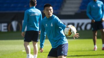 FUTBOL 2019-2020
 Entrenamiento RCD Espanyol previo a partido de Europa League contra Wolverhampton
 
 Foto: Rodolfo Molina
 
 
 Wu Lei