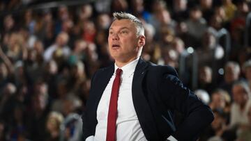 El entrenador del Barcelona, Sarunas Jasikevicius, habla en la previa del partido en el que su equipo jugará contra el Panathinaikos.