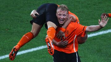 Dirk Kuyt, en un partido con la selección neerlandesa.