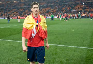 Fernando Torres de celebración tras ganar el Mundial.