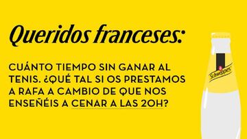 Schweppes ofrece a Nadal a Francia para 'salvar' la hostelería