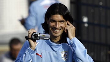 Sebastián Abreu con la selección de Uruguay durante la Copa América 2011.