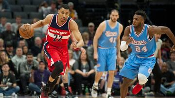 Mar 10, 2017; Sacramento, CA, USA; Washington Wizards forward Otto Porter Jr. (22) pushes the ball up the court during the first quarter of the game against the Sacramento Kings at Golden 1 Center. Mandatory Credit: Ed Szczepanski-USA TODAY Sports