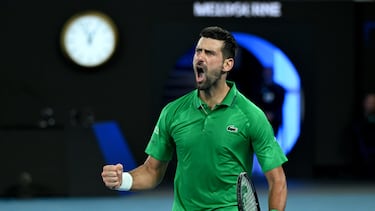 Djokovic celebra un punto en el Open de Australia.