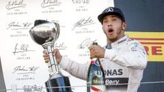 Lewis Hamilton celebra su &eacute;xito en Suzuka.