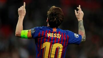 Soccer Football - Champions League - Group Stage - Group B - Tottenham Hotspur v FC Barcelona - Wembley Stadium, London, Britain - October 3, 2018 Barcelona's Lionel Messi celebrates scoring their fourth goal Action Images via Reuters/Andrew Could