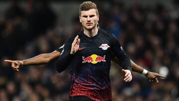 Werner celebra un gol con el Leipzig.