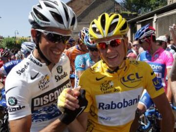 Tour 2007. 
Contador con Michael Rasmussen.   