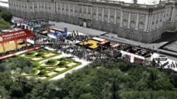 Fotomontaje de la fan zone de la Final Four en la Plaza de Oriente del 15 al 17 de mayo.