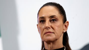 FILE PHOTO: Mexico's President Claudia Sheinbaum listens to a question during her daily news conference at National Palace, in Mexico City, Mexico, June 25, 2025. REUTERS/Raquel Cunha/File Photo