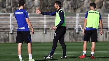 Alonso, en un entrenamiento del Sanse