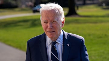 U.S. President Joe Biden speaks to of the press after a weekend in Delaware, on the South Lawn of the White House in Washington, U.S., February 19, 2024. REUTERS/Bonnie Cash