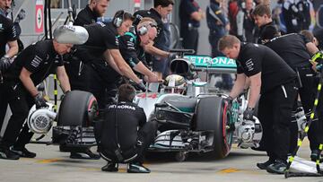 Hamilton sufrió una avería en su Mercedes que le impidió salir a disputar la Q3.