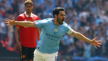 Ilkay Gündogan, jugador del Manchester City, celebra un gol en la final de la FA Cup.