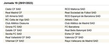 Calendario completo con las 38 jornadas de LaLiga 2022/2023