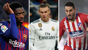 Ousmane Dembélé (Barcelona), Gareth Bale (Real Madrid) y Koke (Atlético), víctimas de las lesiones.