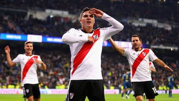 Juan Fernando Quintero celebrando su gol con River Plate en la final de la Copa Libertadores 2018.