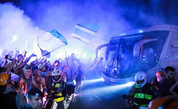 Soccer Football - Copa Libertadores Final - Gremio departure - Salgado Filho airport, Porto Alegre, Brazil - November 27, 2017. A bus with Gremio players arrives at the airport