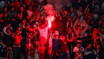 Soccer Football - Copa Libertadores Final - Second Leg - River Plate v Boca Juniors - Santiago Bernabeu, Madrid, Spain - December 9, 2018  River Plate fans let off a flare as they celebrate winning the Copa Libertadores final  REUTERS/Javier Barbancho