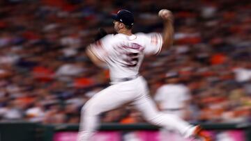 HOUSTON, TEXAS - OCTOBER 19: Justin Verlander #35 of the Houston Astros pitches during the fourth inning against the New York Yankees in game one of the American League Championship Series at Minute Maid Park on October 19, 2022 in Houston, Texas. Tom Pennington/Getty Images/AFP