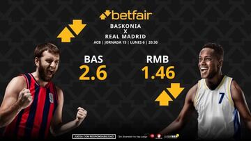Baskonia vs. Real Madrid: horario, dónde ver, pronósticos, estadísticas y clasificación