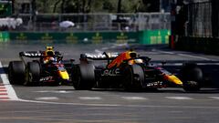 Max Verstappen y Sergio Pérez (Red Bull RB18). Bakú, Azerbaiyán. F1 2022.