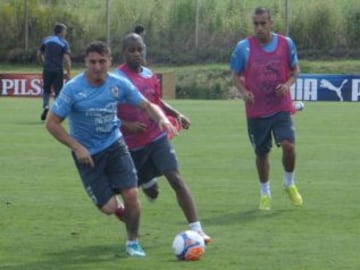 Pereira durante los entrenamientos de la Celeste.