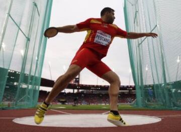 Mario Pestano durante el campeonato de Europa de atletismo en el estadio Letzigrund en Zúrich.