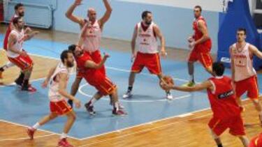 La Selección española, en el entrenamiento de ayer.
