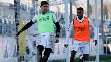 Courtois y Rodrygo, en una imagen de archivo de un entrenamiento del Real Madrid.