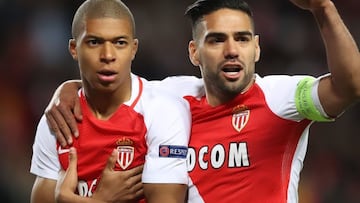 Mbappé, con Falcao en el Mónaco.