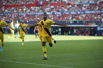 The 16-year-old scored his first goal for Barcelona against Osasuna, beating the marks set by Bojan and Leo Messi at the Camp Nou club.