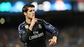Morata celebra el gol ante el Nápoles.