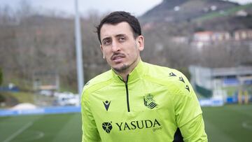 SAN SEBASTIÁN, 22/01/2025.- El jugador de la Real Sociedad Mikel Oyarzabal este miércoles durante un entrenamiento en las instalaciones de Zubieta, en San Sebastián, previo al enfrentamiento del jueves en la Liga Europa frente al Lazio en Roma. EFE/Javier Etxezarreta
