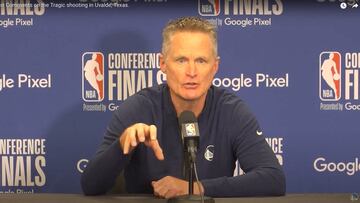 Golden State Warriors coach Steve Kerr has expressed outrage over the shooting at a school in Uvalde, Texas that killed at least 18 children and two adults.